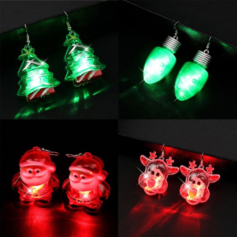 Anting Drops Desain Pohon Natal Santa Claus Reindeer Snowman Shining Untuk Hadiah