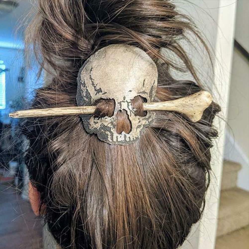 Jepit Rambut Desain Kerangka Gaya Punk Retro Untuk Aksesoris Halloween