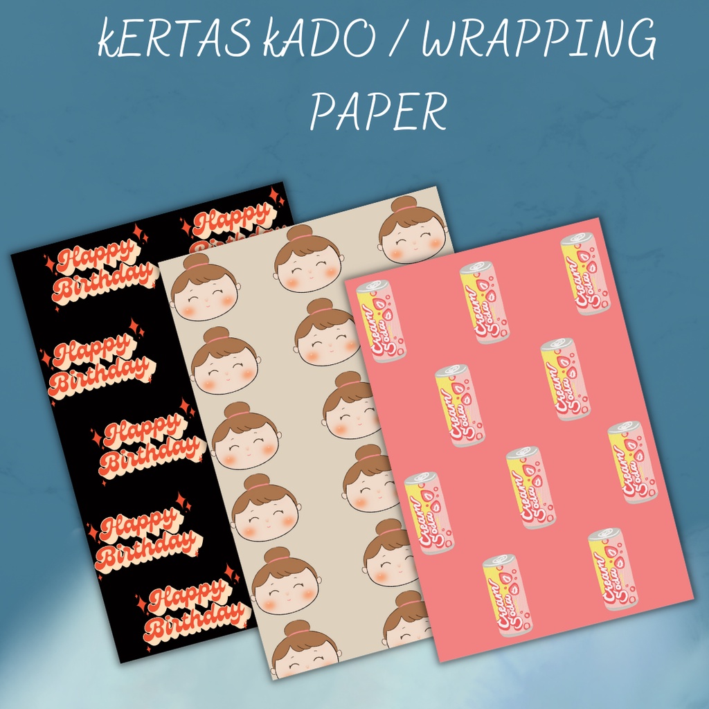 

[HVS 100 A3+] Part 2 Kertas Kado - Wrapping Paper - Kertas Sampul Custom Desain