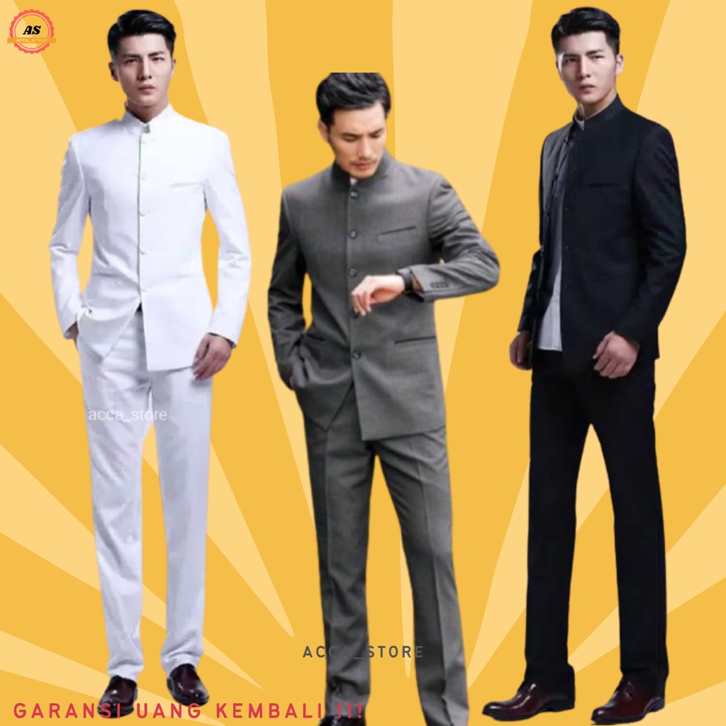 Setelan Jas Mandarin Pria ( Jas Dan Celana )