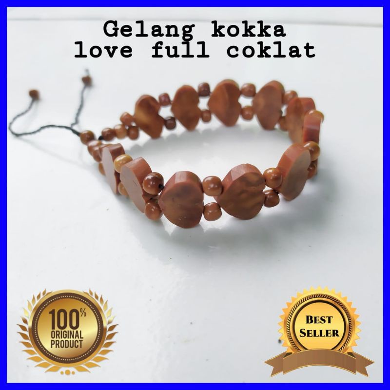 gelang kokka kaukah motif love full coklat