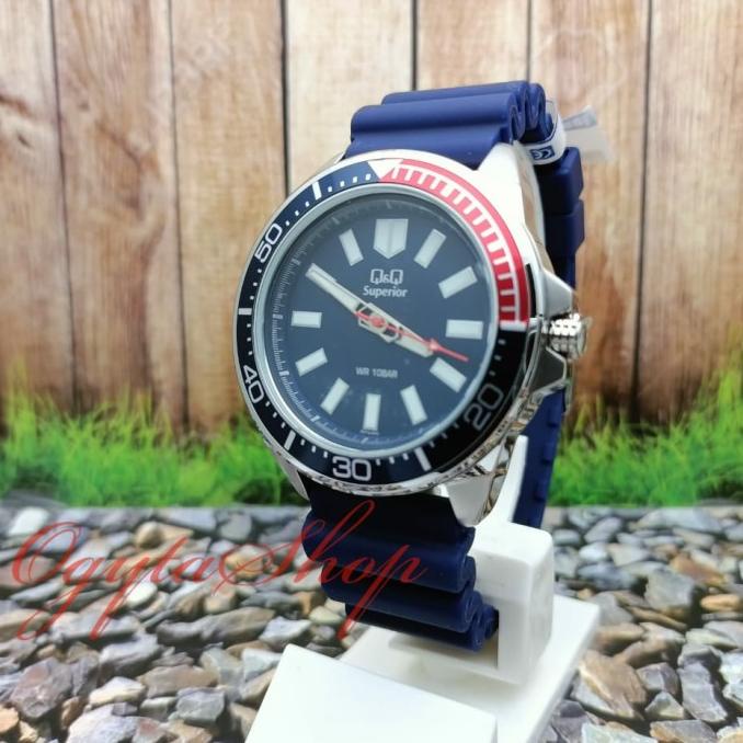 Q&Q Qq Superior Jam Tangan Pria Strap Karet Biru S374J302Y Original Terbaru