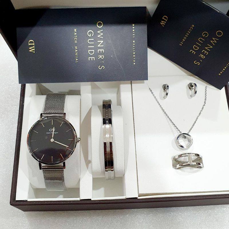 JAM TANGAN PRIA WANITA | RANTAI | KULIT | KARET | MURAH | WANITA DW ICONIC SILVER SATU SET STRAP MES