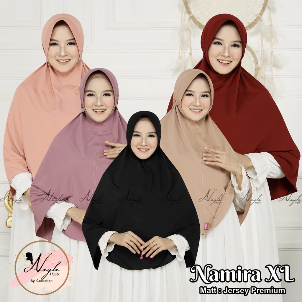 HIJAB INSTAN TERBARU MODEL NAMIRA SIZE XL KERUDUNG INSTAN BERGO JUMBO NAYLA HIJA'B