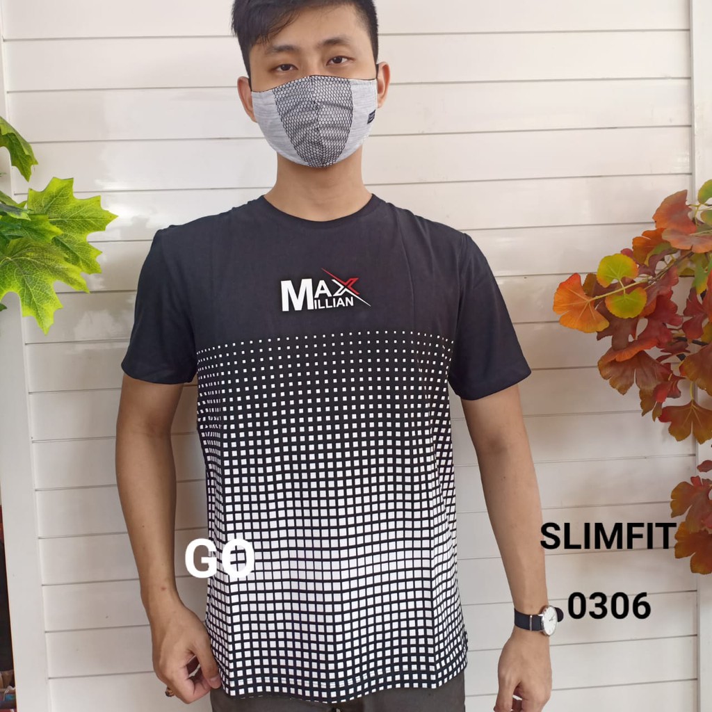 gos MAXMILLIAN KAOS A (Slimfit) Pakaian Pria Atasan Kaos Oblong Original Lengan Pendek