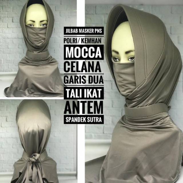 JILBAB MASKER PNS POLRI KEMHAN MOCCA CELANA  GARIS DUA 