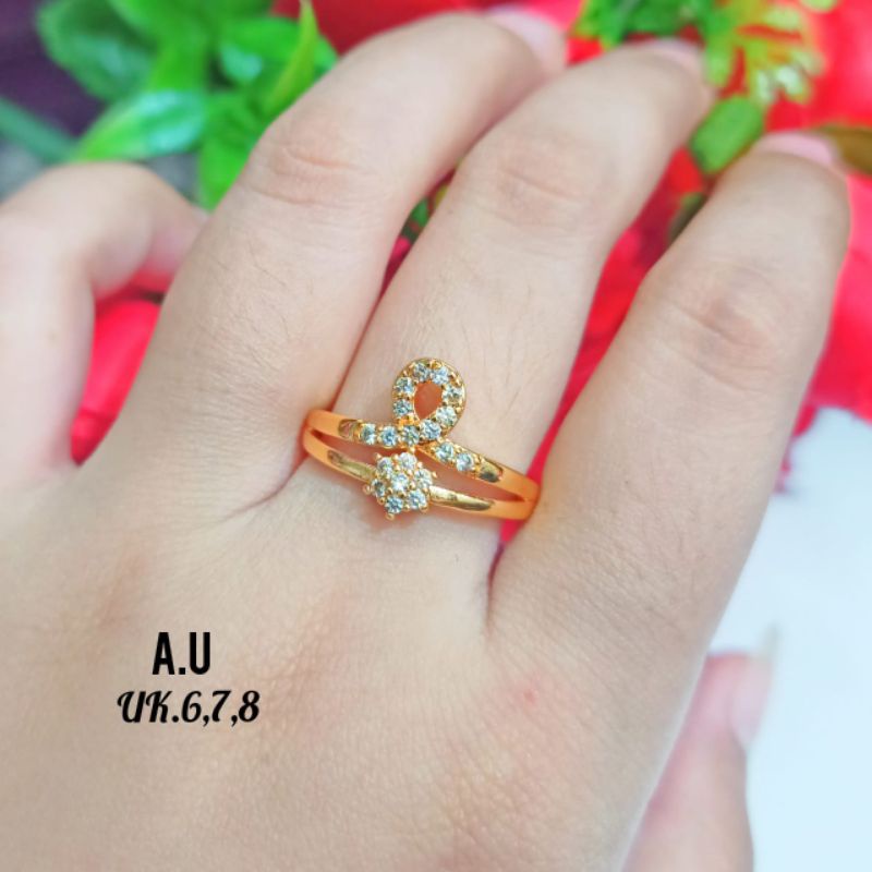 Cincin Dewasa *Xp* permata zircon gold&amp;silver perhiasan Korea elegan,tidak karat *COD*