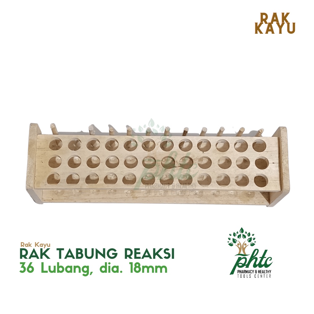 Rak Tabung Reaksi Kayu 36 Lubang