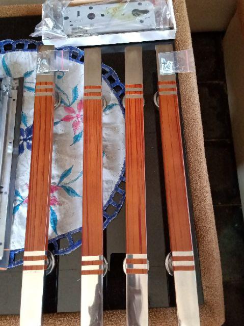 Paket Handle Pintu Stainless 45cm Coklat 2set + Body Pelor