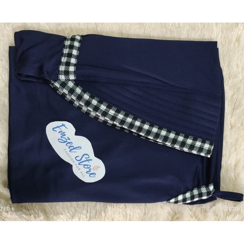 [COD] Termurah -  Jilbab Instan Serut Kotak | Hijab Serut Inayah Jilbab Jersi Serut Jersey Jumbo-Navy