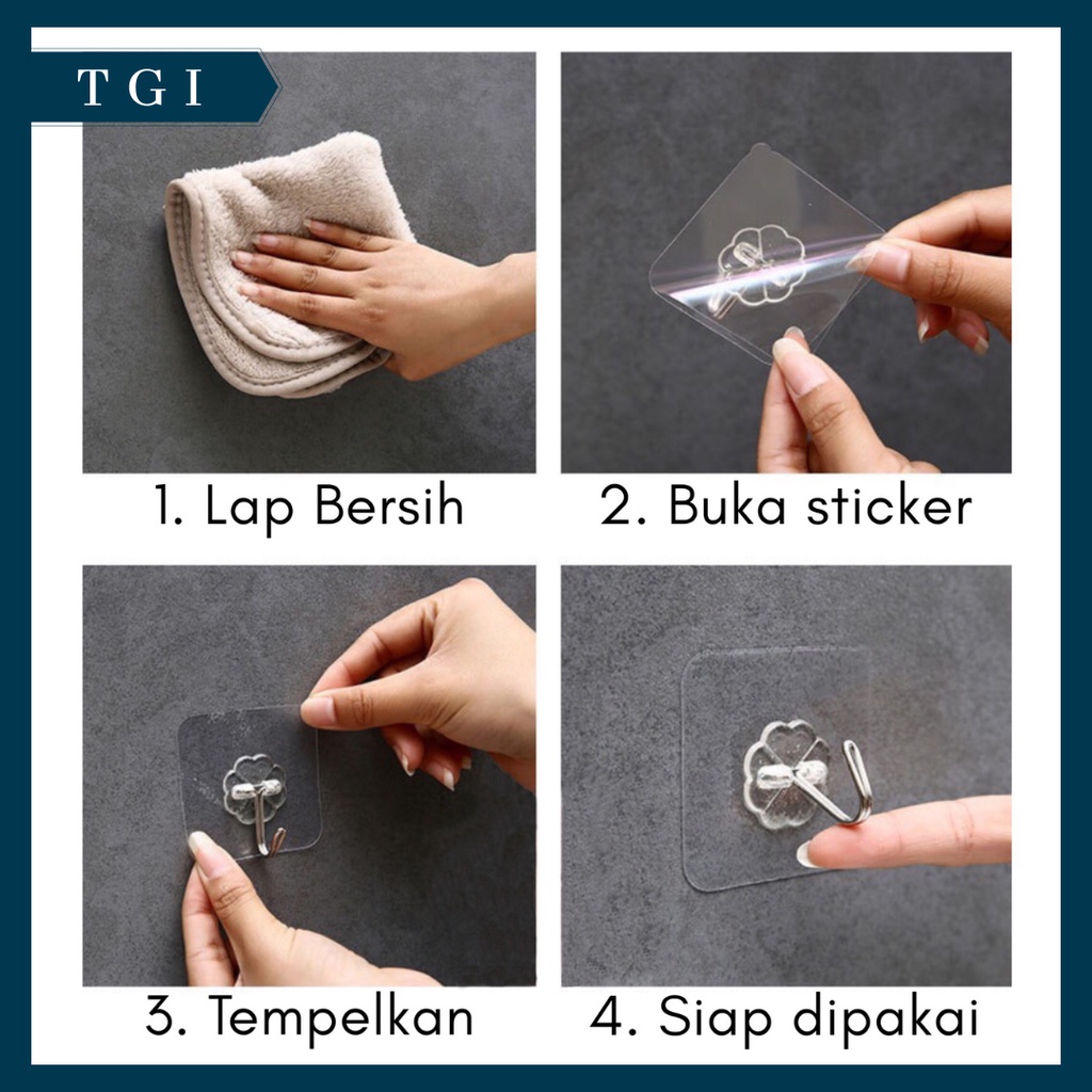 TGI - GANTUNGAN TEMPEL HOOK AJAIB GANTUNGAN DINDING KAIT MAGIC SERBAGUNA KAMAR MANDI DAPUR / HANGER