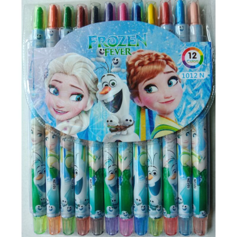 krayon Putar 12Warna Anak,Pensil 12Warna Crayon Putar Panjang-Frozen 2