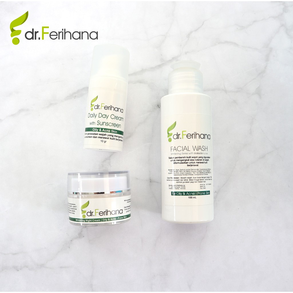 PAKET PERAWATAN WAJAH Premium Whitening Acne dr. Ferihana