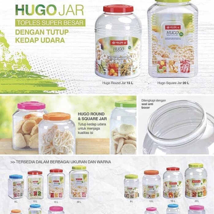 Toples krupuk 3L Lion star PP-50 Hugo Square Jar 200 (3 Litre) kedap udara