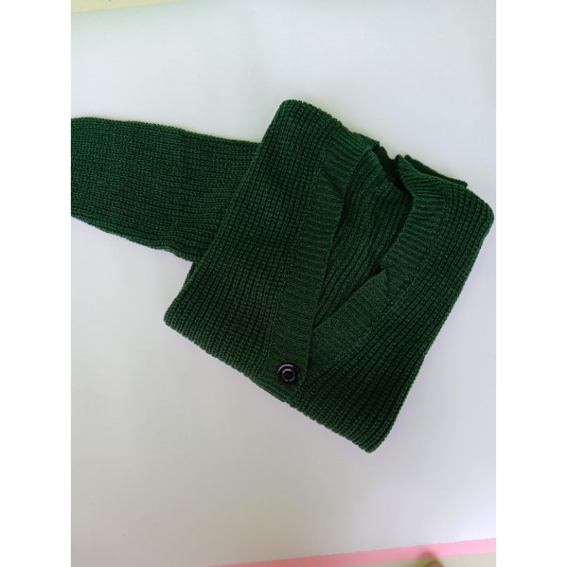CARDIGAN CROP 7GET RAJUT TEBAL LENGAN PANJANG RICHI.STORE-Emerald