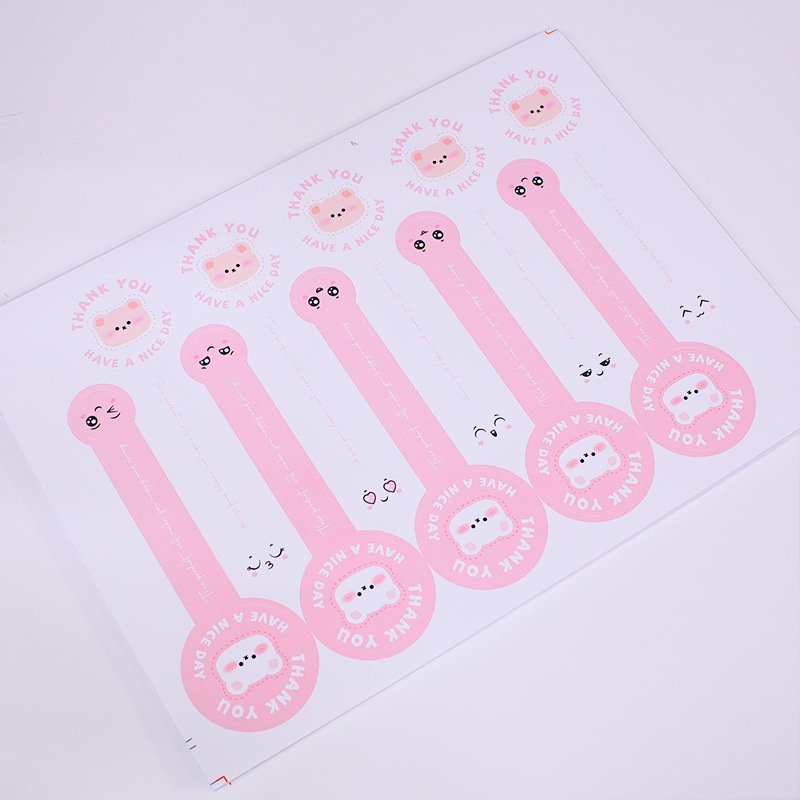 100PCS/PACK Sticker Thank You Have A Nice Day Cute Pink Pastel Stiker Label Olshop Packaging Sticker Box