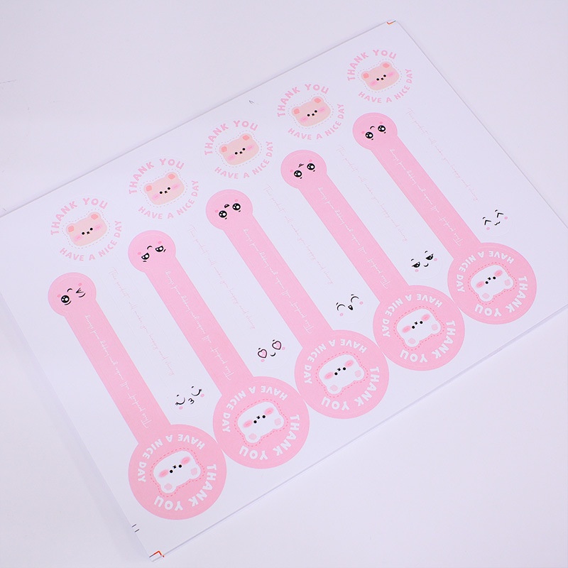 100PCS/PACK Sticker Thank You Have A Nice Day Cute Pink Pastel Stiker Label Olshop Packaging Sticker Box