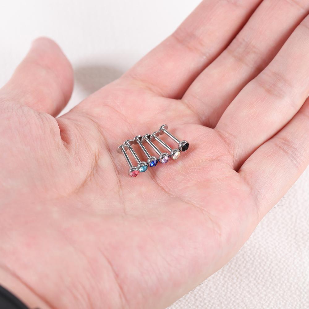 1pc Anting Stud Tindik Bibir Tulang Rawan Bahan Stainless Steel Ukuran 2 / 3 / 4mm