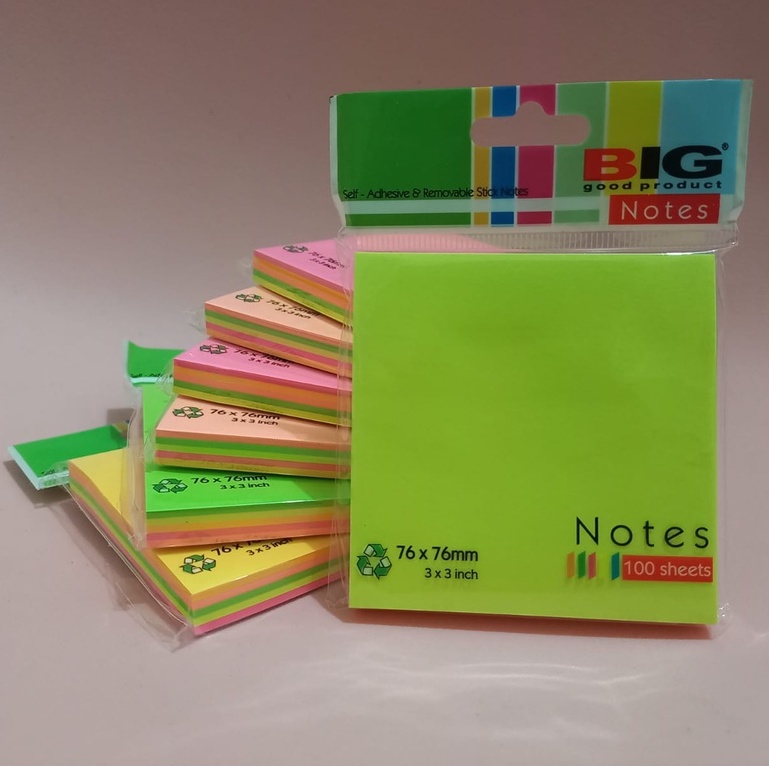 Sticky Notes Pembatas Memo Polos Ukuran 7,6 x 7,6cm Ukuran Besar