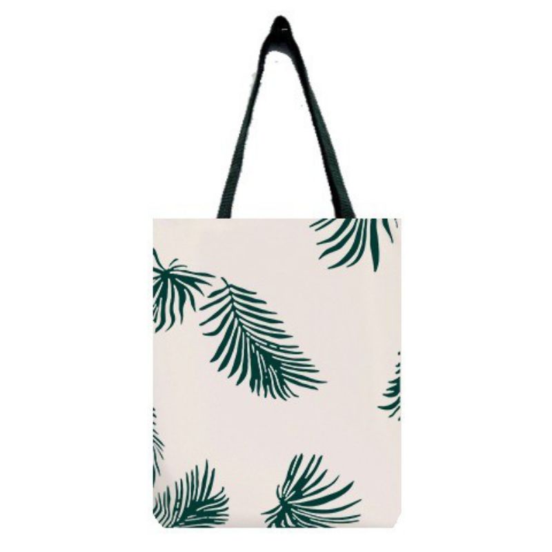 Totebag Pakai Resleting Daun Abstrak Tas Kuliah