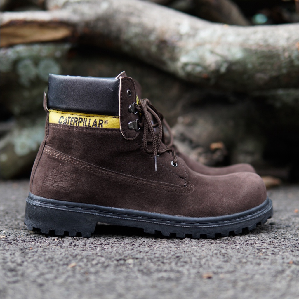 COD !! Sepatu Caterpillar Sby Sepatu Safety Boots Ujung Besi Fashion Pria Bikers Turing Outdoor