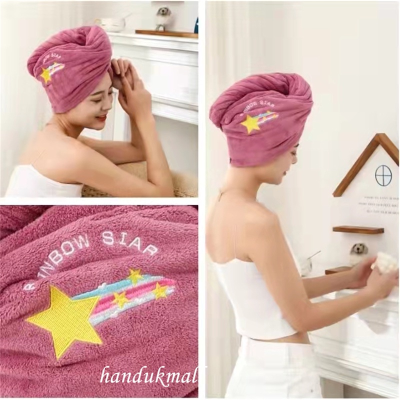 Handuk Kepala Handuk keramas Turban Hairtowel Salon Hair Cup Daya Serap Tinggi Lembut Bordir Fruit