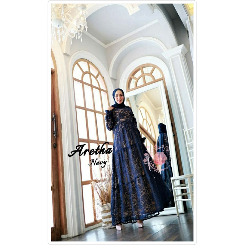 MX ARETHA 5XL 3XL 2XL XL FASHION WANITA / GAMIS MEWAH TERLARIS TERBARU / BRUKAT IMPORT LENGAN PANJANG / BAJU MUSLIM GAUN PESTA