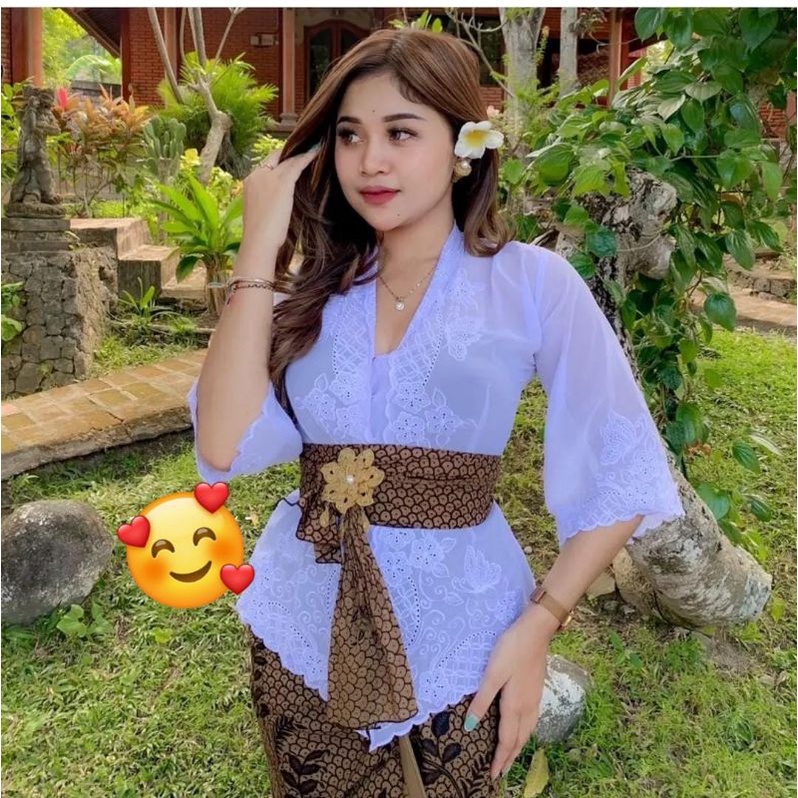 Kebaya Jadi Cleopatra versi 2 /kebaya jadi bordir warna putih bali / kebaya bali murah