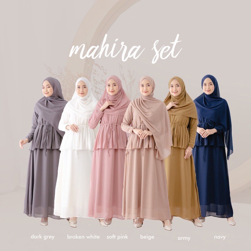 GAMIS MAHIRA SET+PASHMINA CERUTY/GAMIS WANITA/GAMIS MUSLIM/SYAR'I