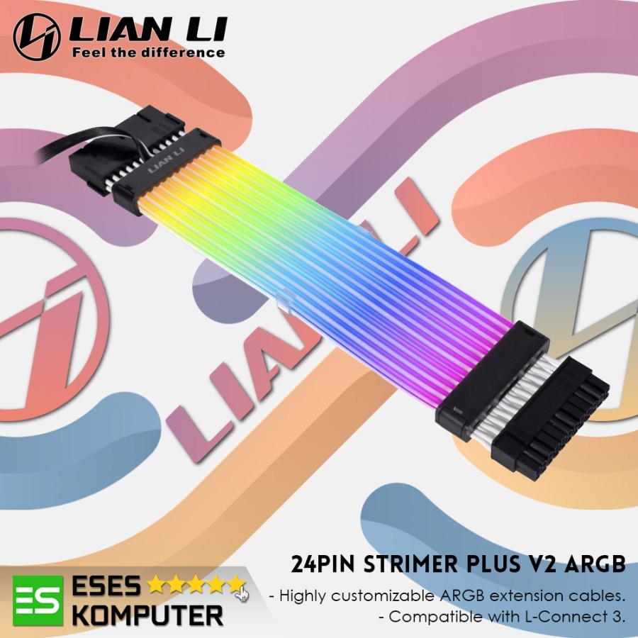 PSU Extension LIAN LI STRIMER PLUS V2 ARGB 24 PIN PSU CABLE SLEEVED