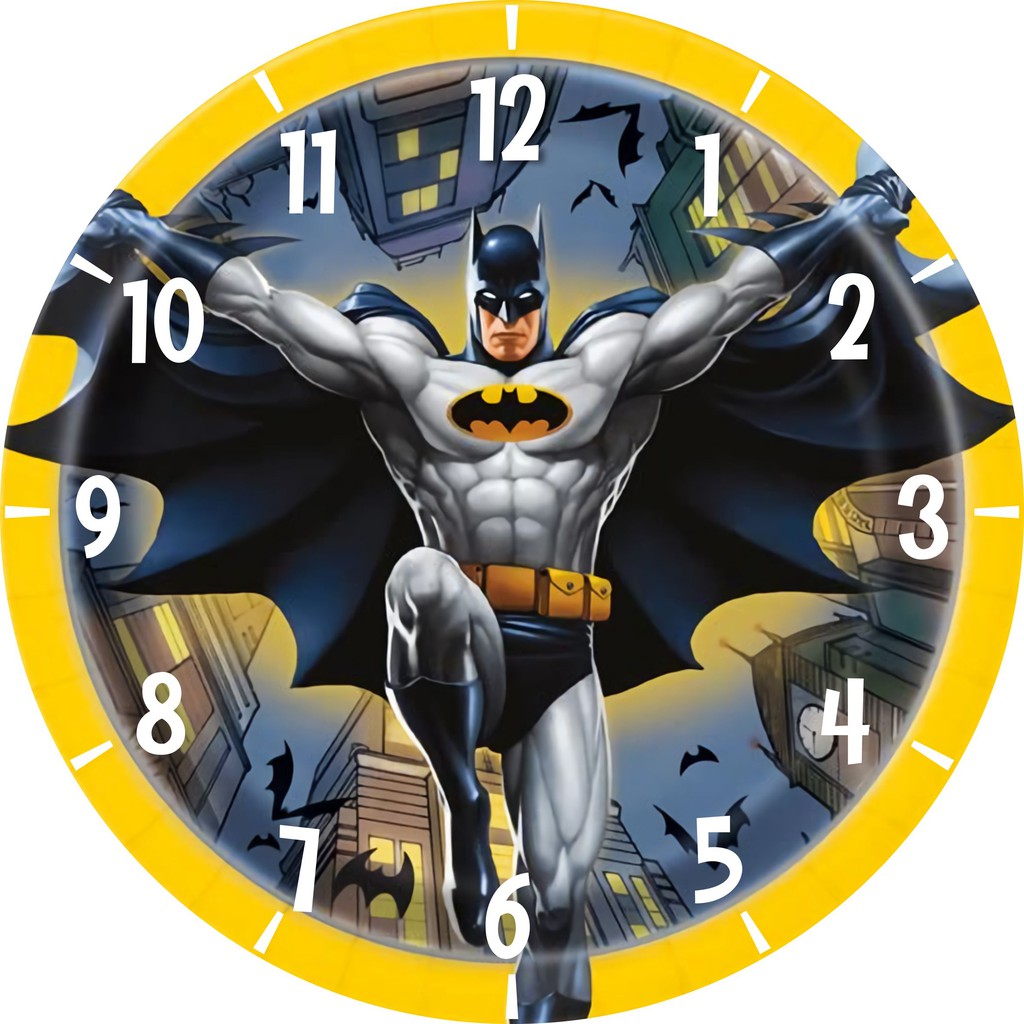 Jam dinding custom baru kamar ruangan anak batman super hero animasi kartun murah unik pajangan