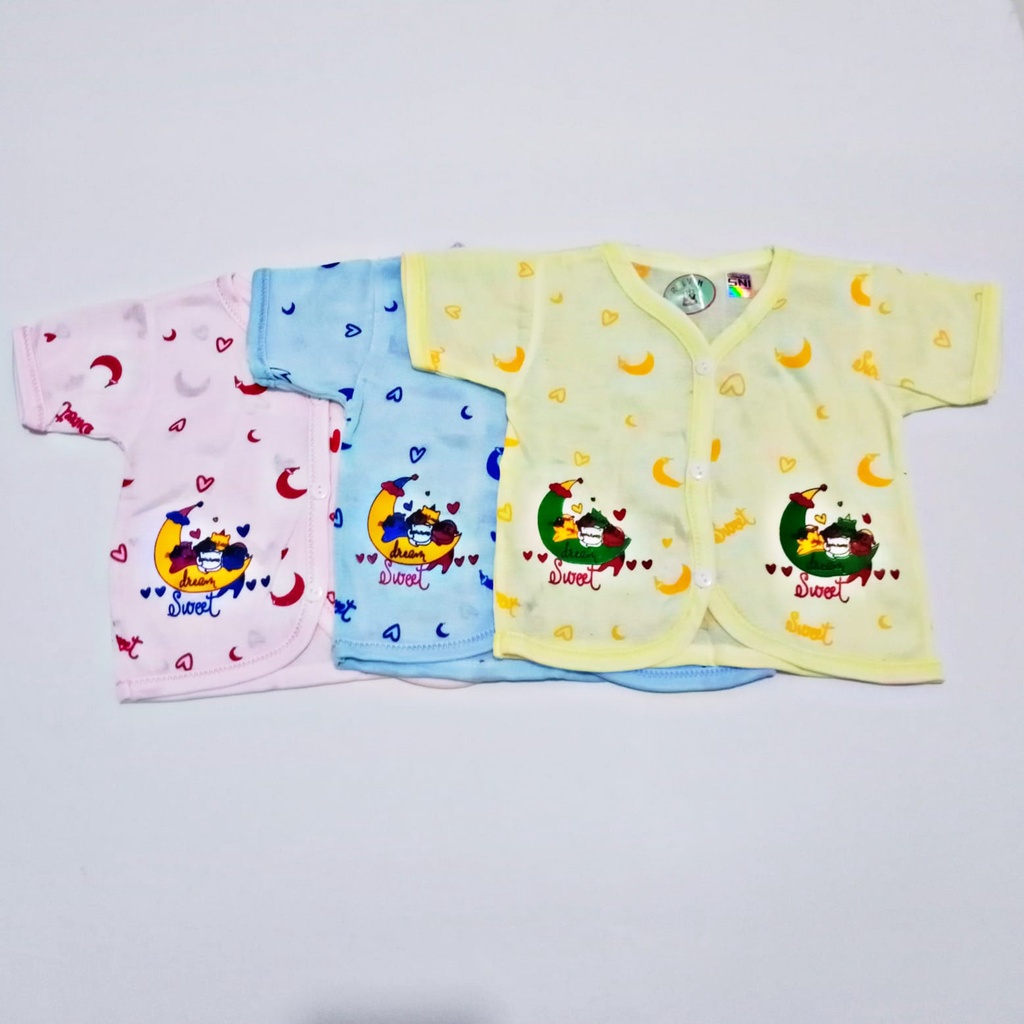 baju bayi lengan pendek lucu bahan katun bermotif bulan