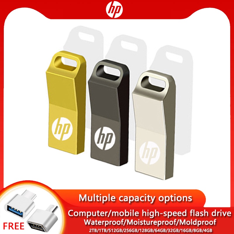 Hewlett-Packard Hp Flash Drive Metal Kreatif Kapasitas 4GB / 8GB / 16GB / 32GB / 64GB / 128GB / 256GB / 512GB / 1TB / 2TB Untuk Sekolah / Kantor