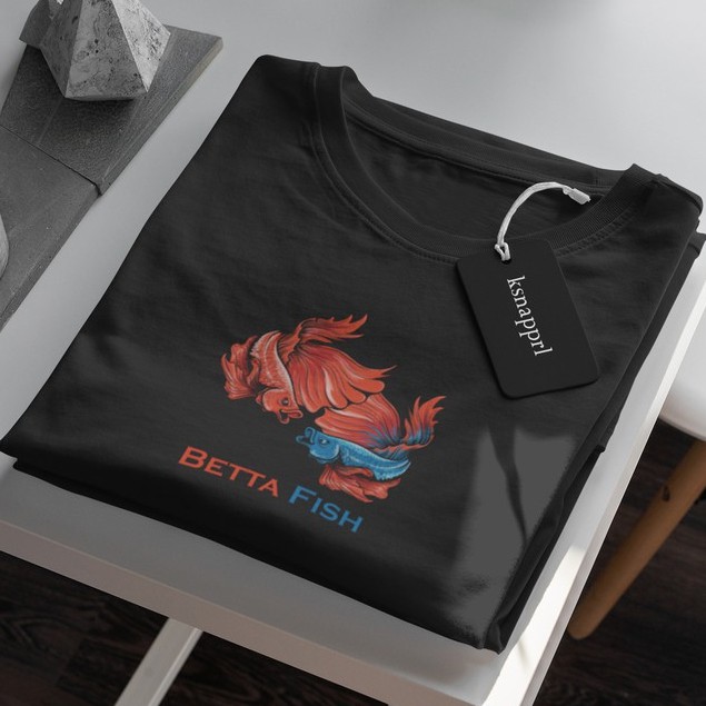 Kaosan Apparel "Betta Fish Red Blue" - Kaos Betta Fish/Kaos Ikan Cupang/Baju Betta Fish