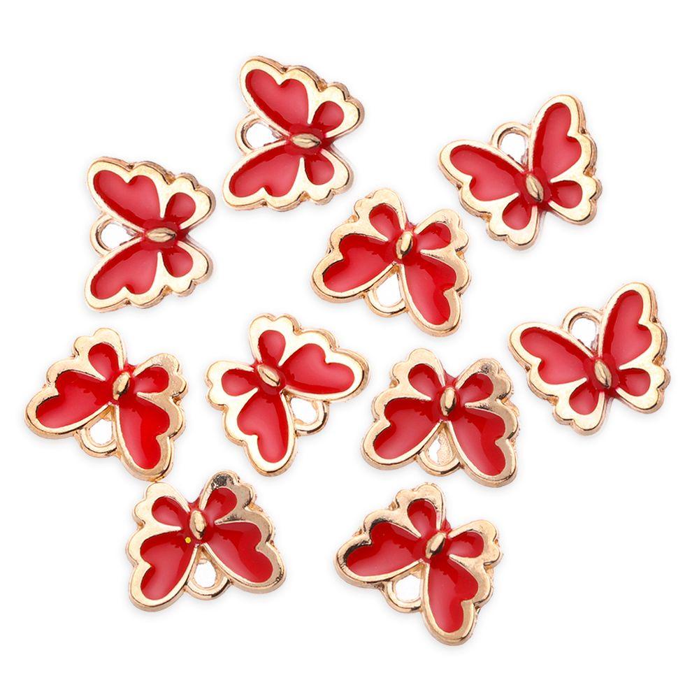 Lily 10PCS Butterfly Charms Fashion Gelang Membuat Aksesoris DIY Alloy Enamel