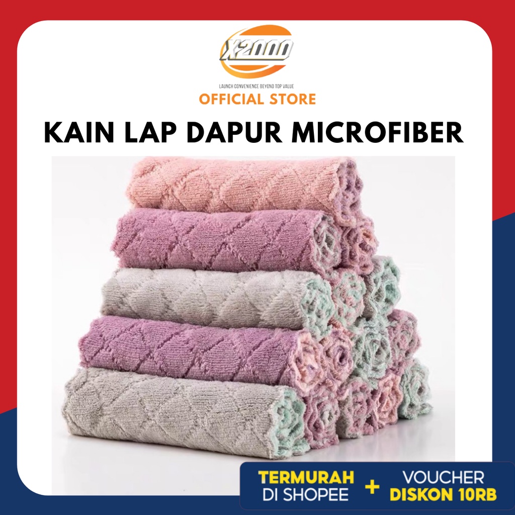 Kain lap dapur microfiber serap air kain lap piring anti minyak bahan coral fleece 24cmx15cm