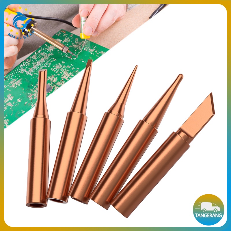 【5 PCS】Ujung Solder Logam Tembaga/Mata Solder Station Tembaga Murni/Mata Solder Tembaga