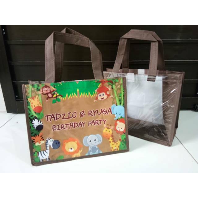 

Tas souvenir ultah kombinasi mika custom animal