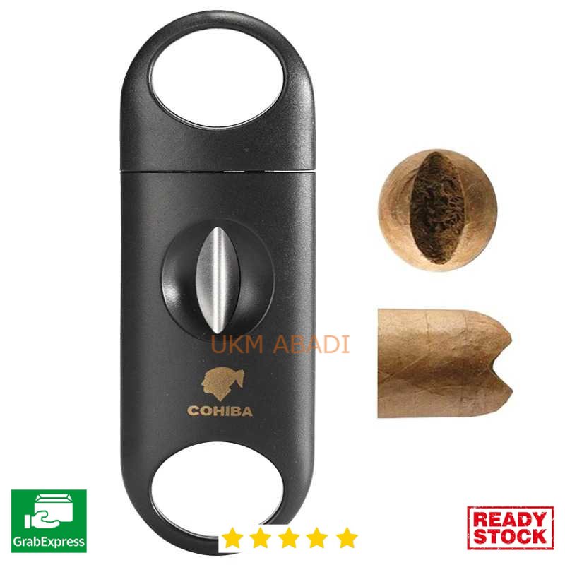 Alat Gunting Pemotong Cerutu Cigar Cutter V Cut Double Blade 0810S