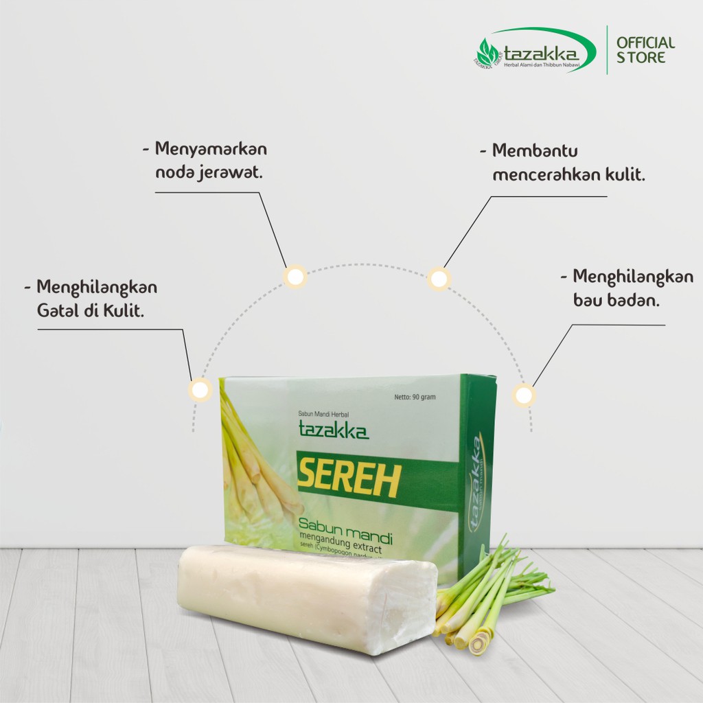 Sabun mandi herbal sereh tazakka alami tanpa efek samping kualitas terpercaya | ORIGINAL