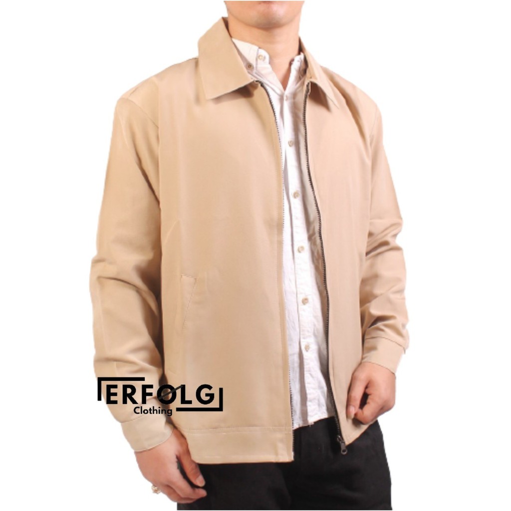 Jasket Seragam Kantor Jaket Formal Santai Semijas Sby Kantor Kerah Polos Warna Cream Slimfit Twis