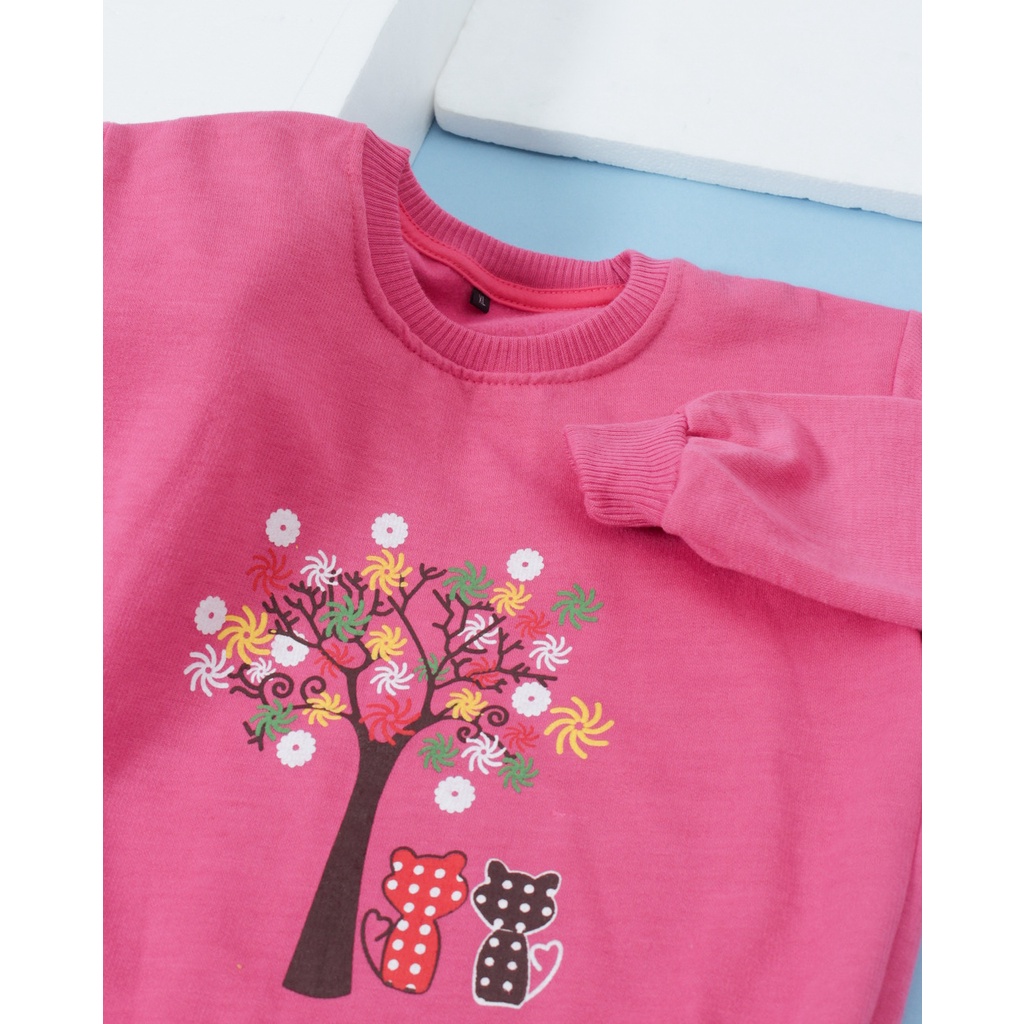 ZAHRA Pakaia Anak Perempuan ROMANTIC CAT Sweater Fleece Anak Perempuan Umur 1 - 5 Tahun