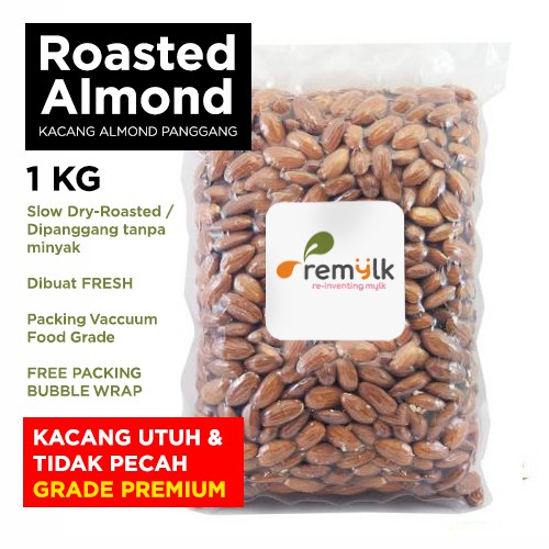 

Kacang Almond Roasted / Panggang 1 kg GRADE A PREMIUM Original [REMYLK]