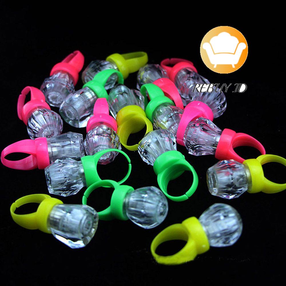 REBUY 10Pcs Party Favors Mix Colors Birthday Flashing Finger Ring LED Light Glow Rings Kids Toys Soft Lights Lovely Wedding/Multicolor