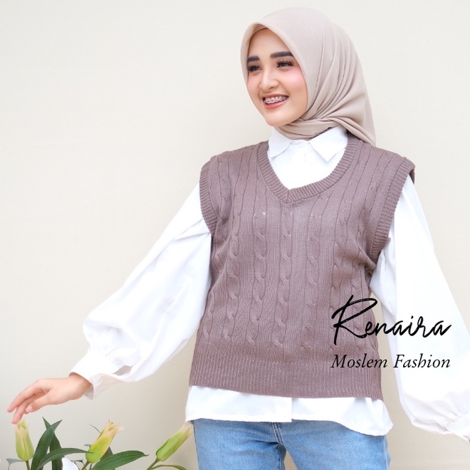RENAIRA Baju Wanita vest cable Kepang/rompi cable/rompi rajut/vestcable
