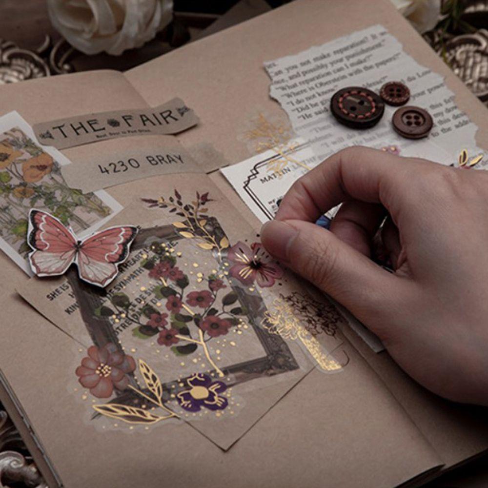 Mxbeauty Alat Tulis Stiker Tahan Air 3 Pcs Label Album Bunga Hias Glided Tangan Akun Jurnal Perlengkapan DIY Craft Sticker Botanical Stickers
