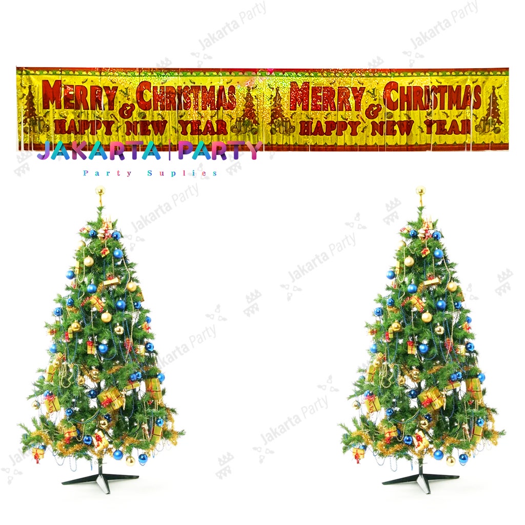 Tirai Natal / Garland Merry Christmas / Hiasan Natal / Banner Xmas