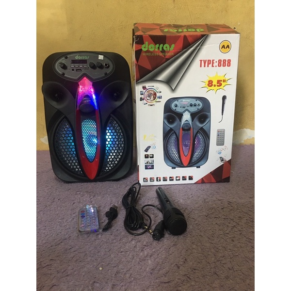 Speaker Bluetooth Karaoke 8.5 inch Dorras Ds-888AA Free Mic Super Bass