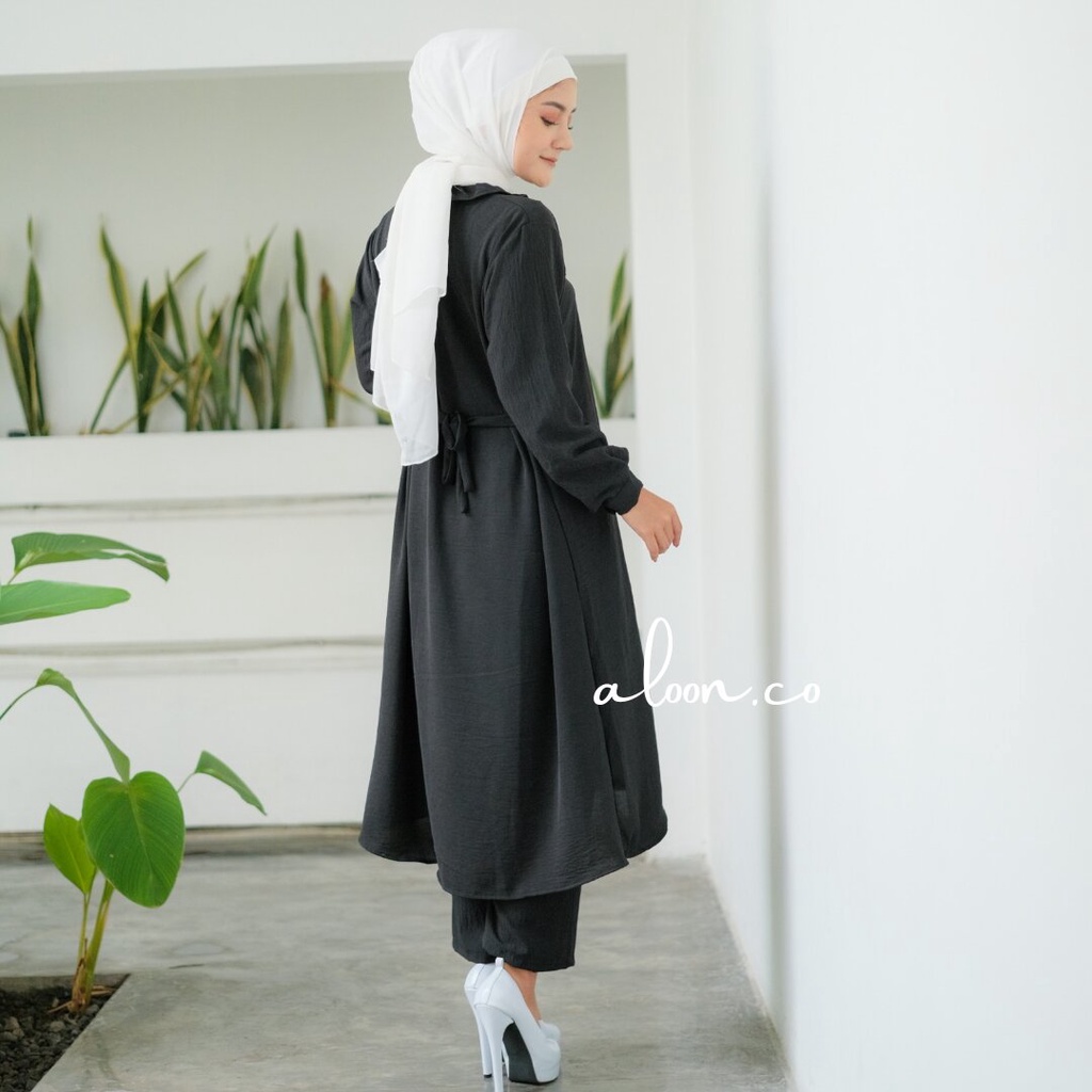 Ayana Setelan Tunik Bahan Crinkle Airflow Busui Friendly – One Set Wanita Terbaru