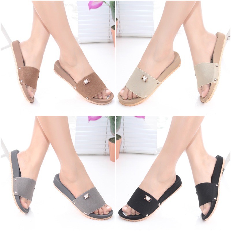 SANDAL WANITA SLOP TEPLEK MURAH CASUAL KARET SENDAL CEWEK SLIP SELOP